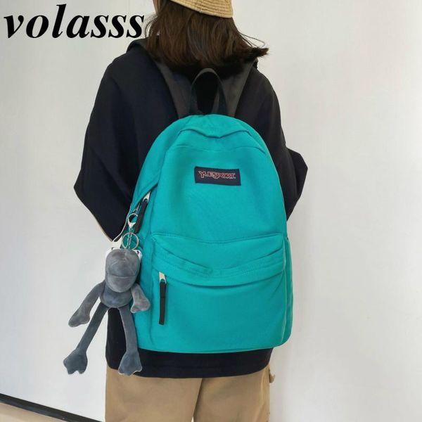 

backpack volasss women's simple design bagpacks female shoulders bag girls teenager school bags korean style nylon knapsack