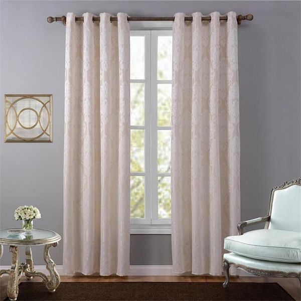 

luxury white jacquard fabric curtains semi-shading for living room window treatment drapes finished blind curtain &
