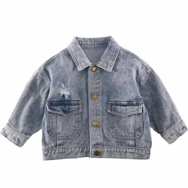 

vest 2021 baby girls denim jacket for children spring clothes kids vintage outwear boys pocket coat windbreaker, Blue