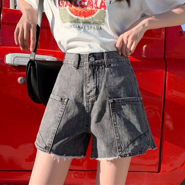 

women's jeans 2021 summer large size fat mm loose wide leg korean high waist thin denim shorts students versatile trend 26bu, Blue