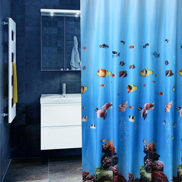 

shower curtains curtain fish easy clean waterproof bathtub el cute mould proof bath eco-friendly hooks home peva decorative washable