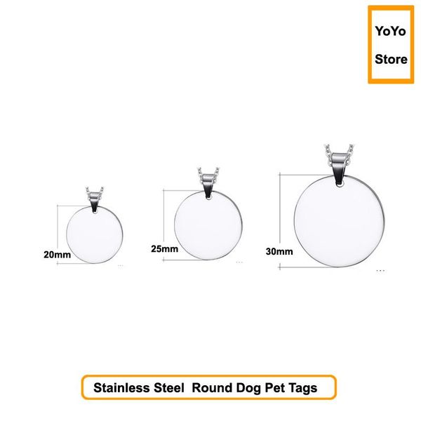 

dog tag,id card round disc tag pet id stainless steel engraved pendant charm,