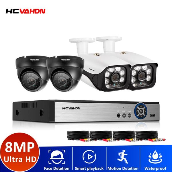 

security camera system kit 4ch ahd dvr video recorder infrared night vision ir-cut 4k surveillance set wireless kits