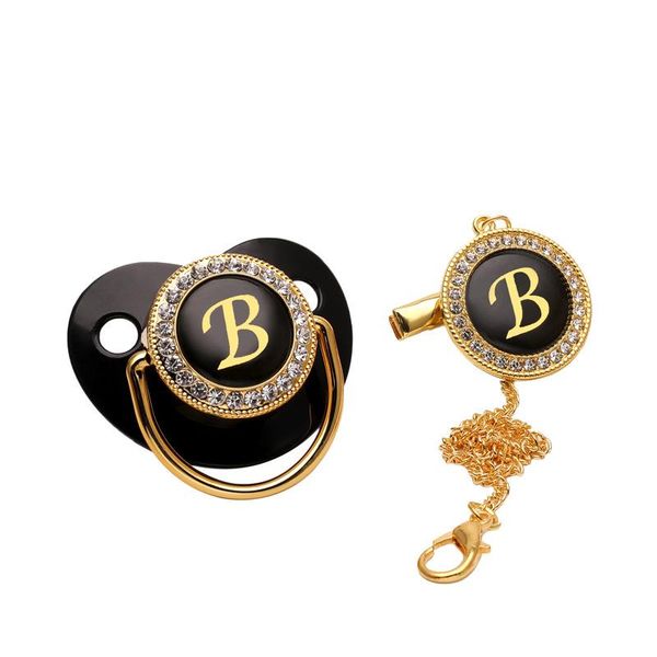 

pacifiers# name initial letter baby pacifier and clips bpa silicone infant nipple gold bling born dummy soother