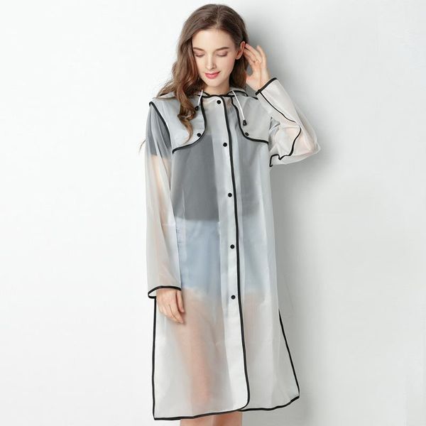 

raincoats fashion eva women poncho with hat ladies waterproof long translucent raincoat adults men outdoor windproof rain coat jacket