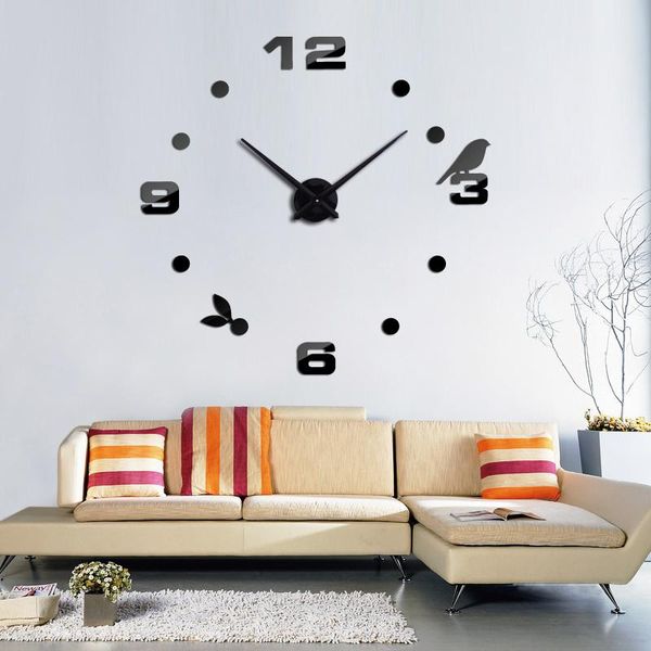 

wall clocks fashion 3d diy acrylic mirror europe quartz clock still life home decoration stickers living room