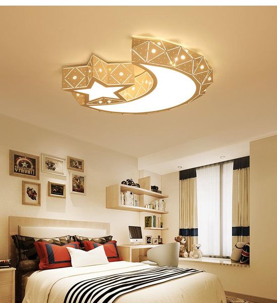 

ceiling lights nordic star moon led lamp children's room bedroom modern boy girl light living dining