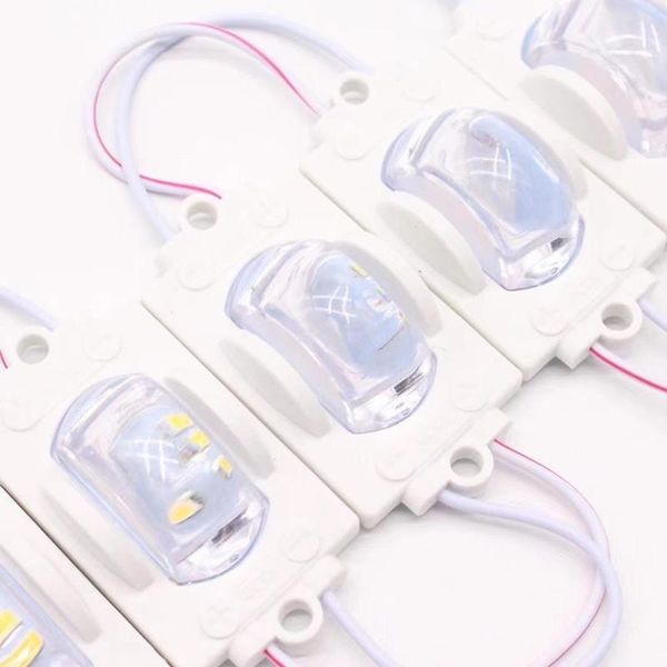 

modules 200pcs/lot big angle lens led light module smd 2835 dc12v 3leds 1.2w ip65 wheel brow for advertising box cars trucks