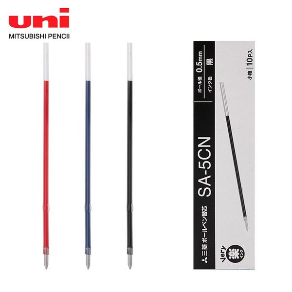 

ballpoint pens 10pcs uni original pen core sa-5cn sa-7cn press ball refill 0.5mm 0.7mm suitable for sn-100 student exam, Blue;orange