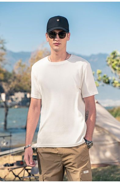 

men's t-shirts 2369 products pure color elasticity soft and comfortable simple short-sleeved t-shirt, White;black
