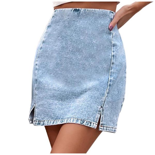 

women summer casual fashion bodycon party club jeans mini skirts solid colors high waist stretch denim skirt faldas saia#35, Black