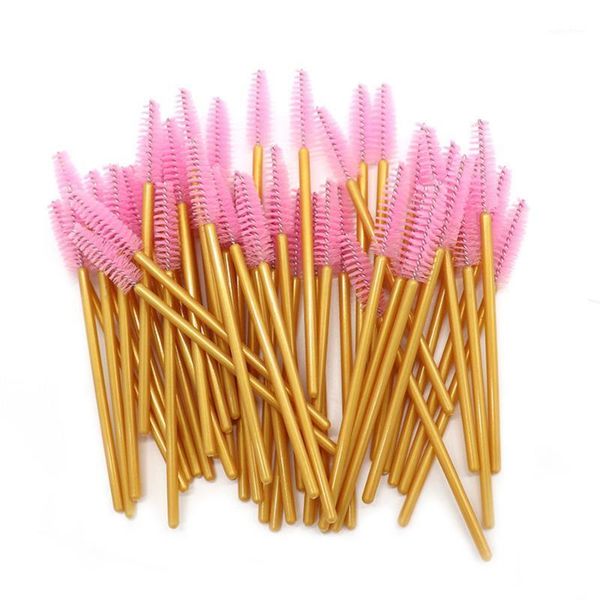 

50pcs/set gold handle applicator spoolers makeup brush tool cosmetic eyelash extension disposable mascara wands1
