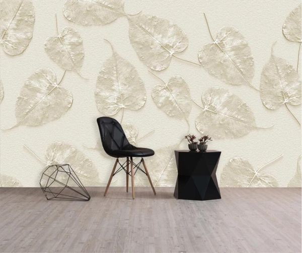 

wallpapers xue su custom large-scale mural / wallpaper 3d relief background wall plant leaves nordic fashion