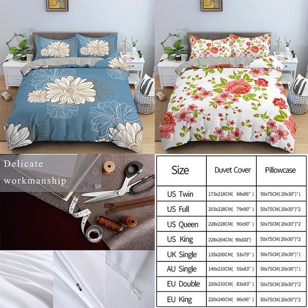 

bedding sets set duvet cover with pillowcase flower pattern comforter  king kids boys home textile