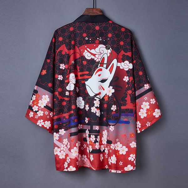

ethnic clothing japanese kimono cardigan men haori yukata male samurai costume karate streetwear shirt japones mens blouse, Red