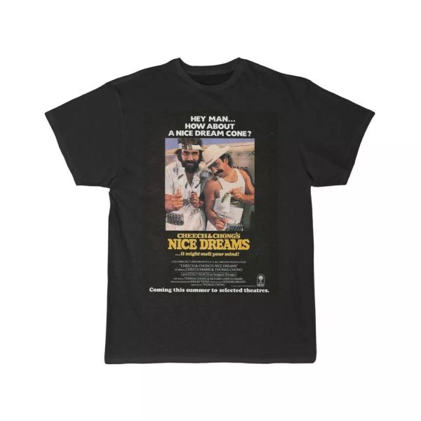 

cheech and chong nice dreams poster short sleeve tee, White;black