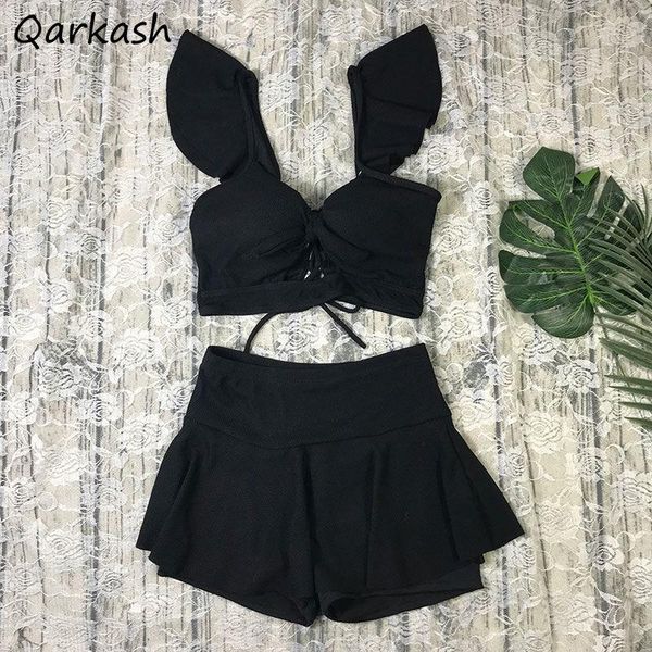 

women's swimwear bikini set women high waist 2021 ribbed biquini strap swim bathing suits push up swimsuits solid brazilian ins, White;black