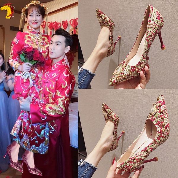 

xiuhe female high thin heels 2021 versatile princs bride net red wedding sho, Black