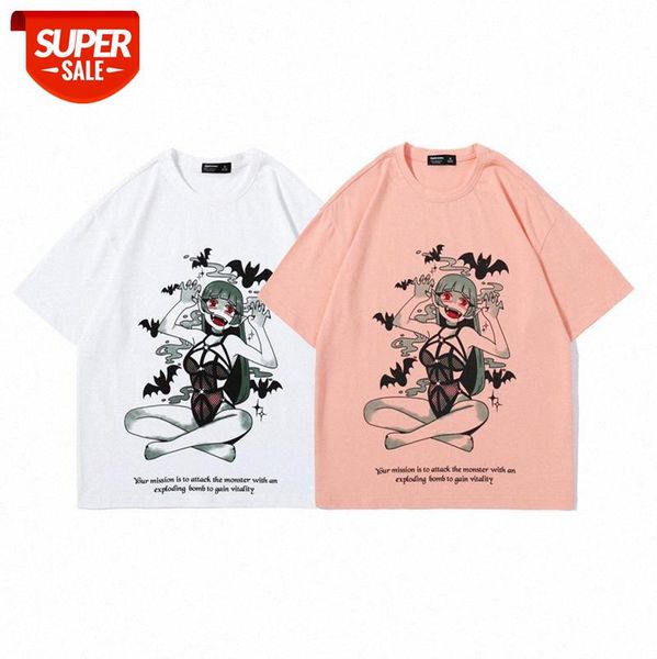 

supkcnxmc demon girl pattern short sleeve one batch #3l0z, White;black