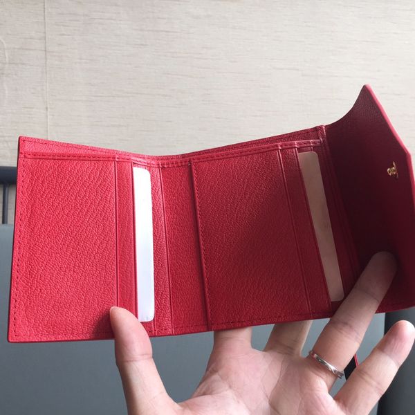 

three fold envelope short purse bag multi-screen practical fashion import leather goat prin 4152, Brown;gray