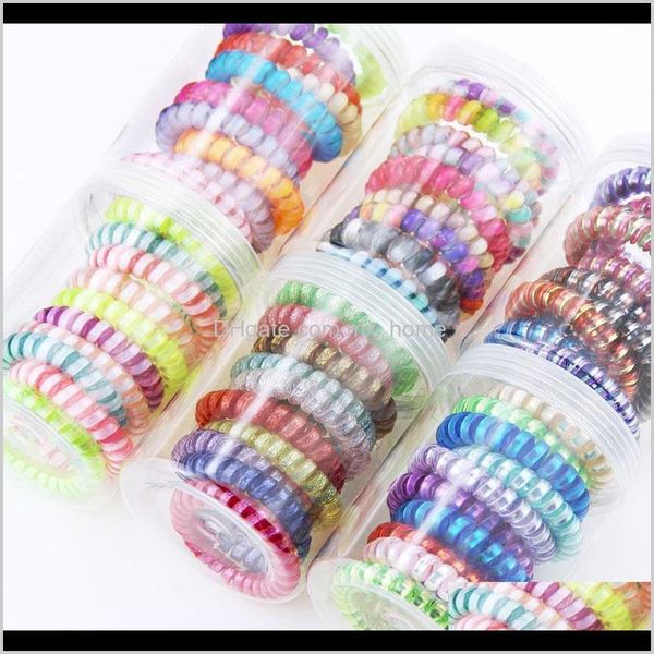 

kids girl telephone wire cord tie girls elastic hairband ring rope candy color bracelet stretchy scrunchy huv4x accessories uajfh, Slivery;white