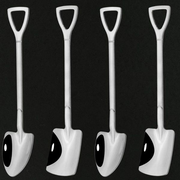 

flatware sets 4pcs stainless steel ice cream coffee spoon cutlery set shovel shape shell tea dessert long handle