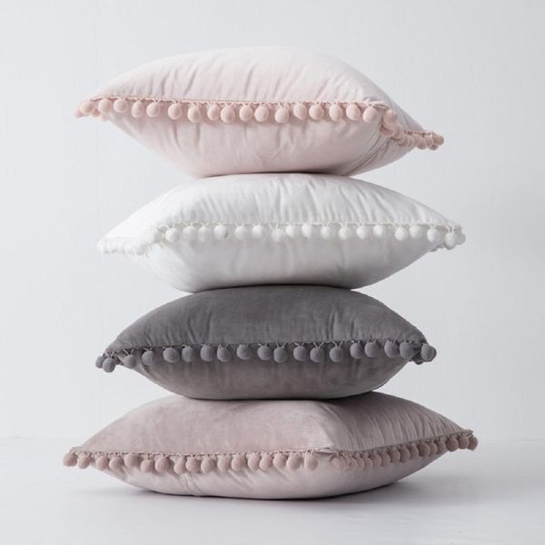

cushion/decorative pillow inyahome decorative soft velvet throw covers solid plain large sofa cushion case big house pom cozy pillowcase