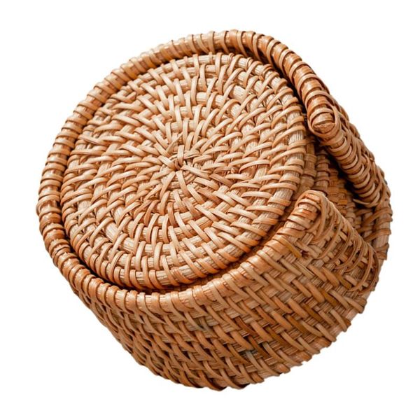 

mats & pads 1 set rattan plaited articles drink coasters round placemats for table protection