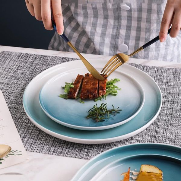 

dishes & plates gradient two-color western steak ceramic plate household porcelain large nordic restaurant chinaware dessert tableware