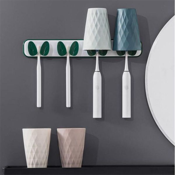 

toothbrush holders rack wall mounted multi function cups storage bathroom organizer