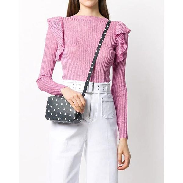

women's sweaters pleated 11.27 autumn winter ruffles patchwork design slim rib knit pullover sweater knitwear female, White;black