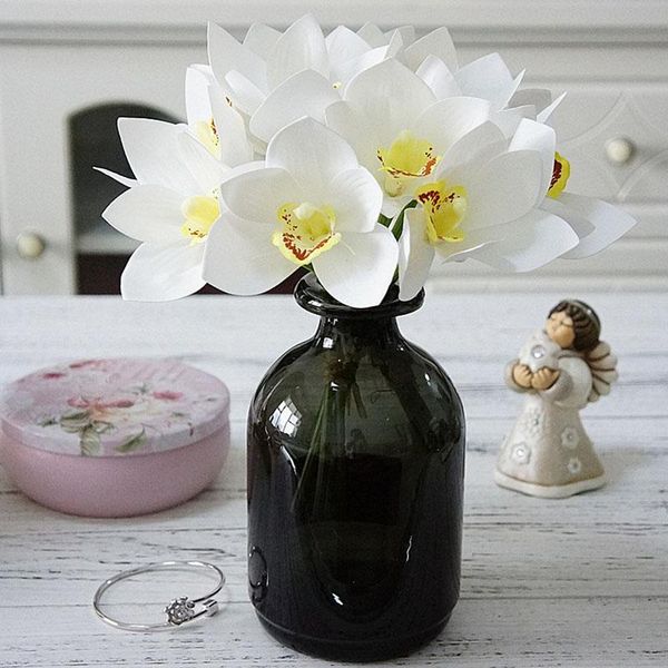 

decorative flowers & wreaths 4 heads real touch cymbidium short shoot table decoration flower diy wedding bride hand home decor artificial o