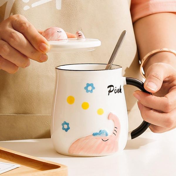 

mugs 480ml creative personality mug bulk with lid spoon water men and women lovers cartoon potbelly trend ceramic elephant