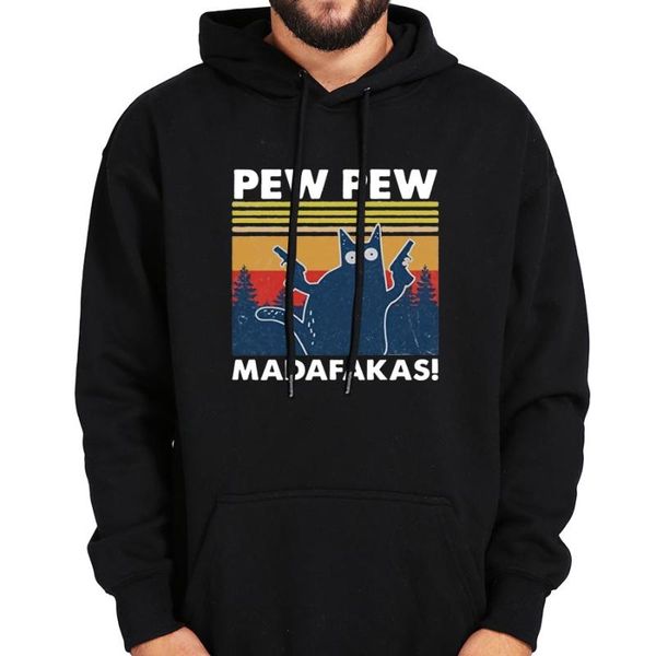 

men's hoodies & sweatshirts funny pew madafakas humor cat plus velvet basic sweatshirt casual long sleeve thicken hooded hoody, Black