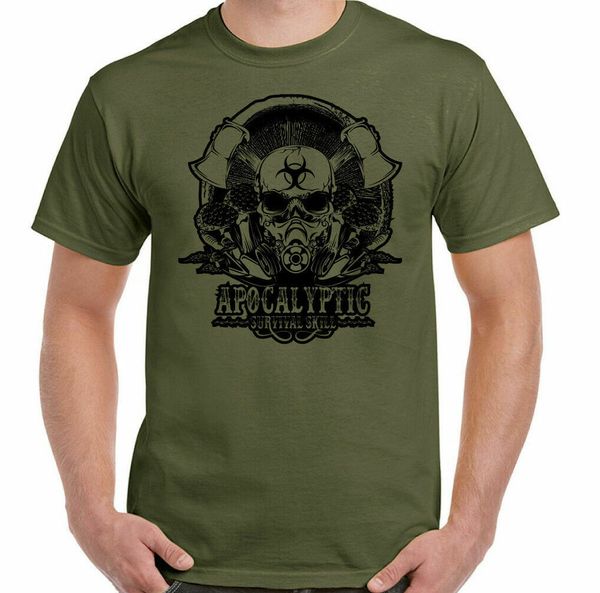 

zombie t shirt apocalyptic survival skill game skull man, White;black