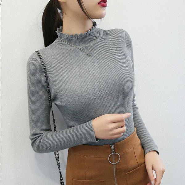 

women's sweaters turtleneck knitted women and pullovers solid long sleeve thin office lady winter slim sueter mujer jumper sweater, White;black
