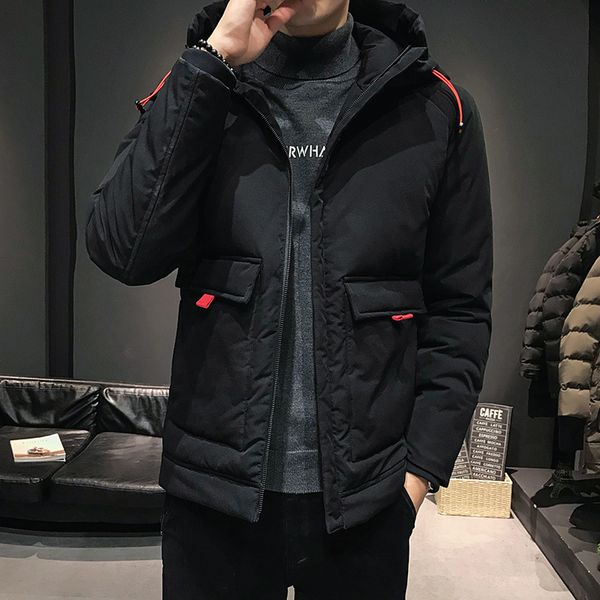 

Men's Down & Parkas Winter Man Hooded Coat Windproof Trends Embroidery Coats Keep Warm Black Khaki M-4XL Coat1 65UX