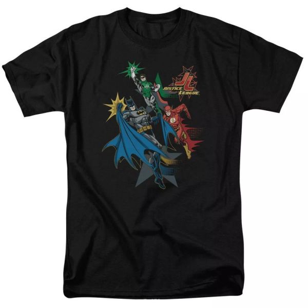 

justice league of america action stars "black" t-shirt dc comics sizes s-3x new, White;black