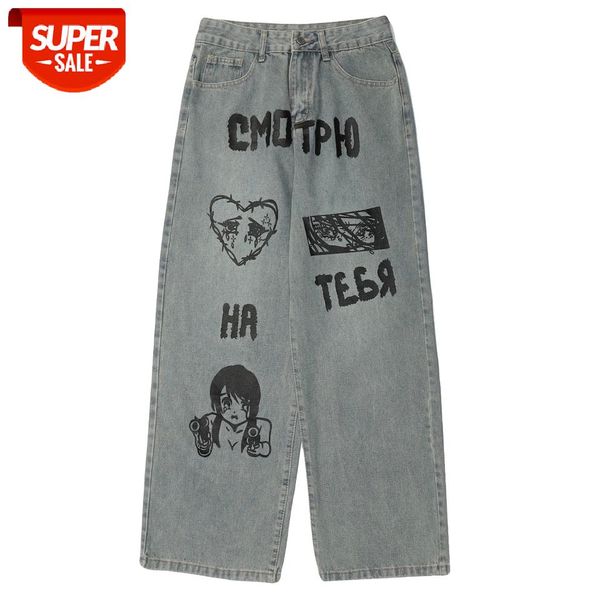 

hip hop pants man women streetwear vintage butterfly heart print men trousers 2021 harajuku joggers jeans oversized loose #pp3y, Blue
