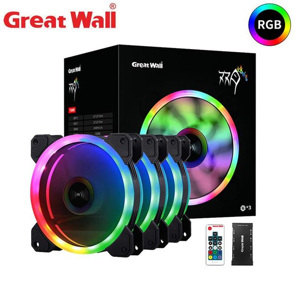 

great wall case for pc fan cooling 120mm slient processor cooler rgb cpu fans kit controller 121v & coolings