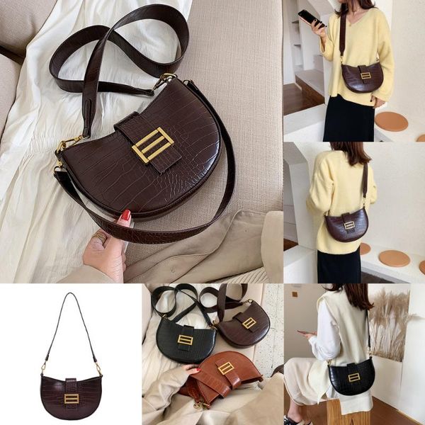 

evening bags stone pattern pu leather crossbody for women 2021 solid color shoulder simple bag female handbags saddle