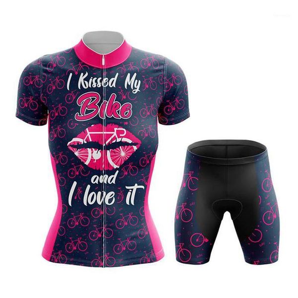 

ao lairschdan pink lip women's bike clothes 2021 bicycle clothing set ladies female cycling suit cyclist outfit cycle wear1, Black;blue