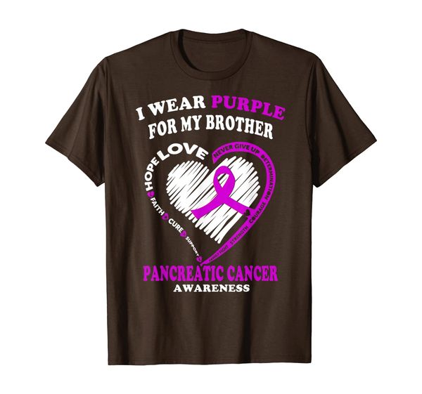 

Pancreatic Cancer T Shirt - I Wear Purple For My Brother, White;black