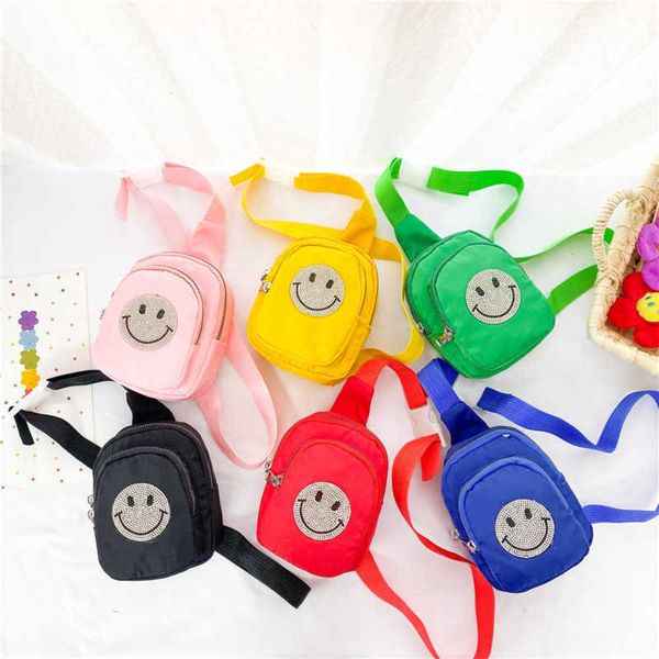 

bag children's bag 2021 new diamond smile face baby's chest foreign girl's light messenger bag travel backpack
