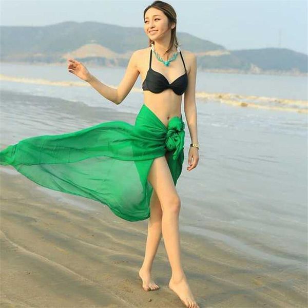 

scarves women solid color chiffon beach scarf shawl summer sunscreen bandana foulard femme bikini cover up sarong silk, Blue;gray