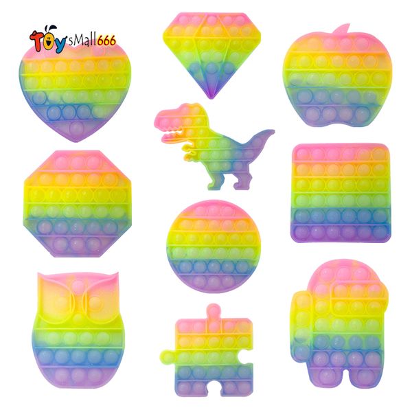 

push bubble fidget toys children interactive game anti-stress toy standard size candy color rainbow