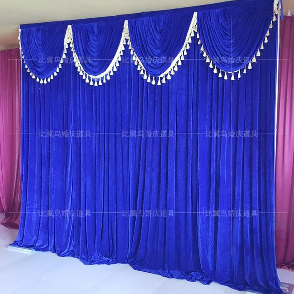 

party decoration express 3mx3m design wedding backdrop curtain with swags for sale js-029