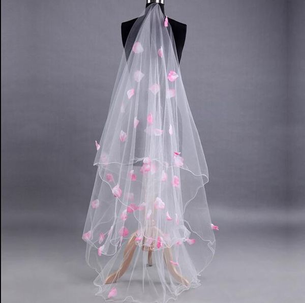 

bridal veils lace bride white applique flower tulle wedding long accessories veil 2021 veu de noiva, Black