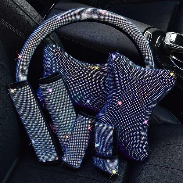 

interior decorations luxury rhinestones crystal car seat belt cover pad steering wheel neck pillow auto accessories