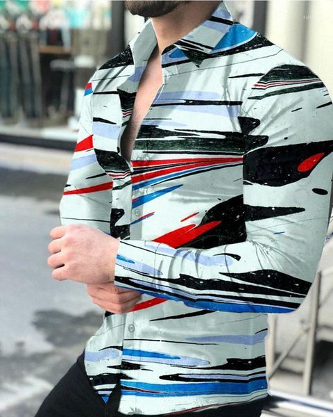 

men's casual shirts fashion shirt spring and autumn long-sleeved lapel button printing retro, White;black